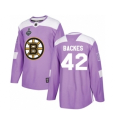 Men's Boston Bruins #42 David Backes Authentic Purple Fights Cancer Practice 2019 Stanley Cup Final Bound Hockey Jersey