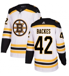 Youth Adidas Boston Bruins #42 David Backes Authentic White Away NHL Jersey