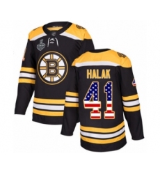 Youth Boston Bruins #41 Jaroslav Halak Authentic Black USA Flag Fashion 2019 Stanley Cup Final Bound Hockey Jersey