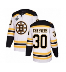 Men's Boston Bruins #30 Gerry Cheevers Authentic White Away 2019 Stanley Cup Final Bound Hockey Jersey