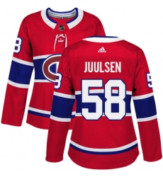 Women's Adidas Montreal Canadiens #58 Noah Juulsen Premier Red Home NHL Jersey