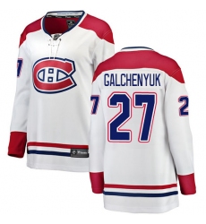 Women's Montreal Canadiens #27 Alex Galchenyuk Authentic White Away Fanatics Branded Breakaway NHL Jersey