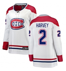 Women's Montreal Canadiens #2 Doug Harvey Authentic White Away Fanatics Branded Breakaway NHL Jersey