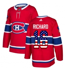 Men's Adidas Montreal Canadiens #16 Henri Richard Authentic Red USA Flag Fashion NHL Jersey