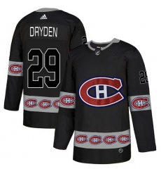 Men's Adidas Montreal Canadiens #29 Ken Dryden Authentic Black Team Logo Fashion NHL Jersey