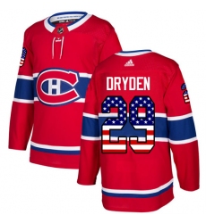 Men's Adidas Montreal Canadiens #29 Ken Dryden Authentic Red USA Flag Fashion NHL Jersey