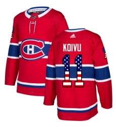 Youth Adidas Montreal Canadiens #11 Saku Koivu Authentic Red USA Flag Fashion NHL Jersey