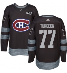 Men's Adidas Montreal Canadiens #77 Pierre Turgeon Authentic Black 1917-2017 100th Anniversary NHL Jersey