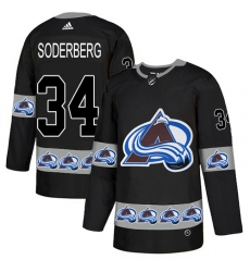 Men's Adidas Colorado Avalanche #34 Carl Soderberg Authentic Black Team Logo Fashion NHL Jersey