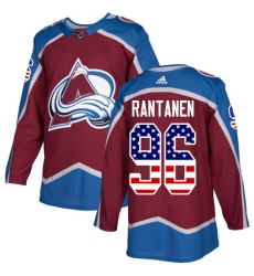 Youth Adidas Colorado Avalanche #96 Mikko Rantanen Authentic Burgundy Red USA Flag Fashion NHL Jersey