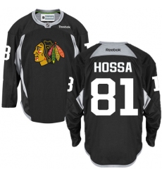 Men's Reebok Chicago Blackhawks #81 Marian Hossa Premier Black Practice NHL Jersey