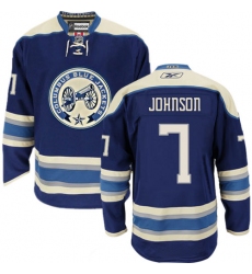 Youth Reebok Columbus Blue Jackets #7 Jack Johnson Premier Navy Blue Third NHL Jersey