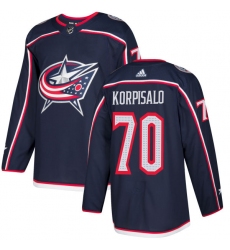 Men's Adidas Columbus Blue Jackets #70 Joonas Korpisalo Premier Navy Blue Home NHL Jersey
