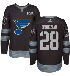 Men's Adidas St. Louis Blues #28 Kyle Brodziak Authentic Black 1917-2017 100th Anniversary NHL Jersey