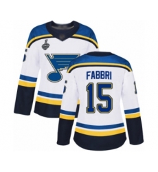Women's St. Louis Blues #15 Robby Fabbri Authentic White Away 2019 Stanley Cup Final Bound Hockey Jersey