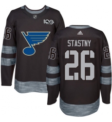Men's Adidas St. Louis Blues #26 Paul Stastny Authentic Black 1917-2017 100th Anniversary NHL Jersey