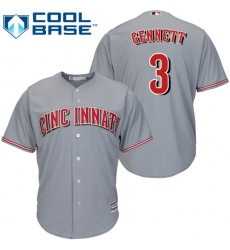 Men's Majestic Cincinnati Reds #3 Scooter Gennett Replica Grey Road Cool Base MLB Jersey