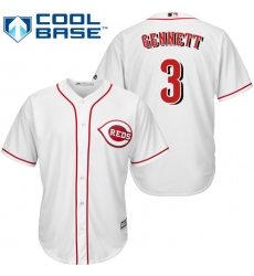 Men's Majestic Cincinnati Reds #3 Scooter Gennett Replica White Home Cool Base MLB Jersey