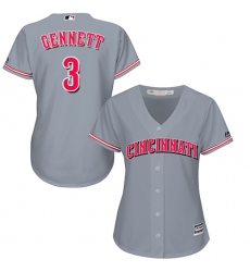 Women's Majestic Cincinnati Reds #3 Scooter Gennett Replica Grey Road Cool Base MLB Jersey