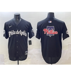 Men's Philadelphia Phillies Team Big Logo Black GOTHIC Vapor Limited Stitched Jersey