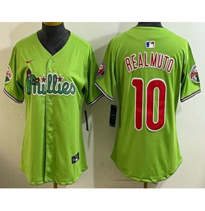 Women's Philadelphia Phillies #10 JT Realmuto Light Green Fashion Cool Base Jersey