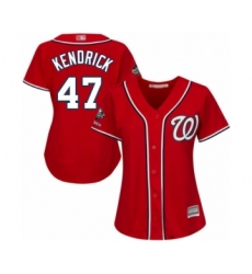 Women's Washington Nationals #47 Howie Kendrick Authentic Red Alternate 1 Cool Base 2019 World Series Champions Baseball Jersey