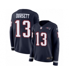 Women's Nike New England Patriots #13 Phillip Dorsett Limited Navy Blue Therma Long Sleeve NFL Jersey