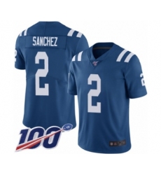 Men's Indianapolis Colts #2 Rigoberto Sanchez Royal Blue Team Color Vapor Untouchable Limited Player 100th Season Football Jersey