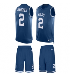 Men's Nike Indianapolis Colts #2 Rigoberto Sanchez Limited Royal Blue Tank Top Suit NFL Jersey