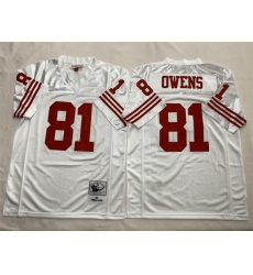 Men's New York Giants #81 Terrell Owens White Throwback Stitched Football Jersey