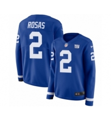 Women's Nike New York Giants #2 Aldrick Rosas Limited Royal Blue Therma Long Sleeve NFL Jersey