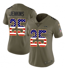 Women's Nike Los Angeles Chargers #25 Rayshawn Jenkins Limited Olive/USA Flag 2017 Salute to Service NFL Jersey