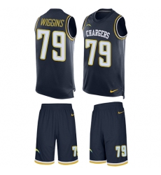 Men's Nike Los Angeles Chargers #79 Kenny Wiggins Limited Navy Blue Tank Top Suit NFL Jersey