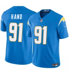 Men's Los Angeles Chargers #91 Da'Shawn Hand Blue 2025 F.U.S.E. Vapor Limited Football Stitched Jersey