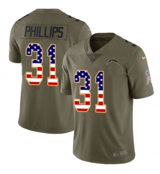 Youth Nike Los Angeles Chargers #31 Adrian Phillips Limited Olive/USA Flag 2017 Salute to Service NFL Jersey