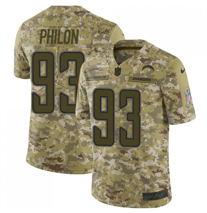 Youth Nike Los Angeles Chargers #93 Darius Philon Limited Camo 2018 Salute to Service NFL Jersey