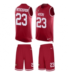 Men's Nike San Francisco 49ers #23 Ahkello Witherspoon Limited Red Tank Top Suit NFL Jersey