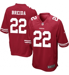 Men's Nike San Francisco 49ers #22 Matt Breida Game Red Team Color NFL Jersey