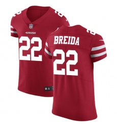 Men's Nike San Francisco 49ers #22 Matt Breida Red Team Color Vapor Untouchable Elite Player NFL Jersey