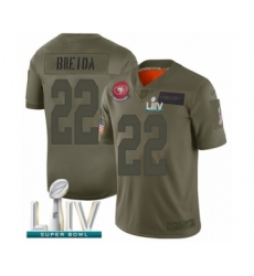 Men's San Francisco 49ers #22 Matt Breida Limited Olive 2019 Salute to Service Super Bowl LIV Bound Football Jersey