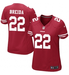 Women's Nike San Francisco 49ers #22 Matt Breida Game Red Team Color NFL Jersey
