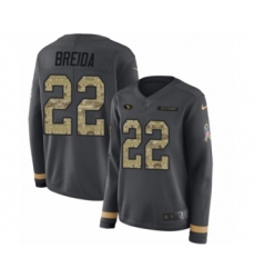 Women's Nike San Francisco 49ers #22 Matt Breida Limited Black Salute to Service Therma Long Sleeve NFL Jersey