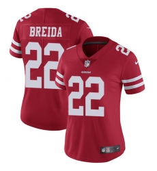 Women's Nike San Francisco 49ers #22 Matt Breida Red Team Color Vapor Untouchable Elite Player NFL Jersey