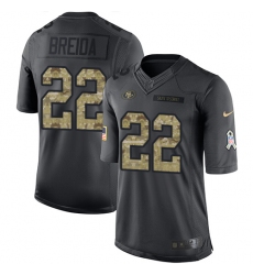 Youth Nike San Francisco 49ers #22 Matt Breida Limited Black 2016 Salute to Service NFL Jersey