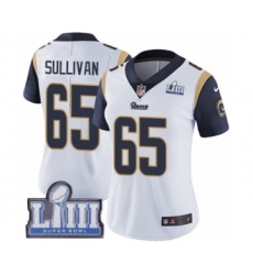 Women's Nike Los Angeles Rams #65 John Sullivan White Vapor Untouchable Limited Player Super Bowl LIII Bound NFL Jersey