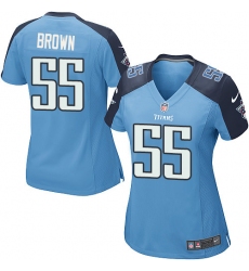 Women's Nike Tennessee Titans #55 Jayon Brown Game Light Blue Team Color NFL Jersey