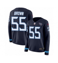 Women's Nike Tennessee Titans #55 Jayon Brown Limited Navy Blue Therma Long Sleeve NFL Jersey