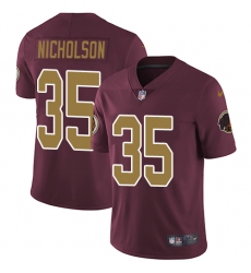 Youth Nike Washington Redskins #35 Montae Nicholson Burgundy Red/Gold Number Alternate 80TH Anniversary Vapor Untouchable Elite Player NFL Jersey