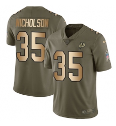 Youth Nike Washington Redskins #35 Montae Nicholson Limited Olive/Gold 2017 Salute to Service NFL Jersey