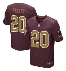 Men's Nike Washington Redskins #20 Rob Kelley Elite Burgundy Red/Gold Number Alternate 80TH Anniversary NFL Jersey